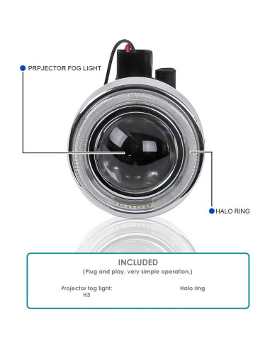 Luces de Niebla Proyector 3" LED Halo SPEC-D TUNING Ford Mustang