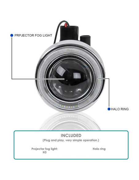 Luces de Niebla Proyector 3" LED Halo SPEC-D TUNING Ford Mustang