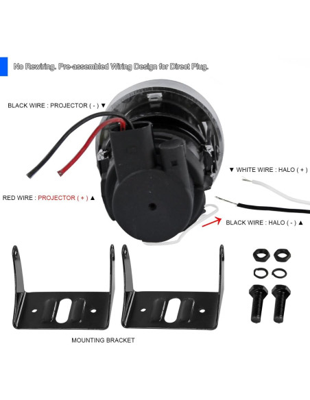 Luces de Niebla Proyector 3" LED Halo SPEC-D TUNING Ford Mustang