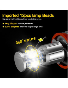 Bombilla H8 LED Angel Eyes APMAT 120W 6000K para BMW 2