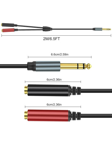 Cable divisor estéreo TRS 1/4" Y 2 hembra 2M Yingtuyou
