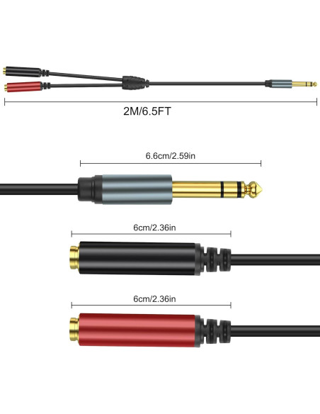 Cable divisor estéreo TRS 1/4" Y 2 hembra 2M Yingtuyou