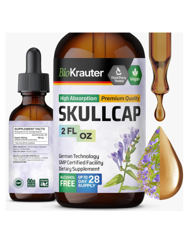 Tintura de Skullcap Bio Krauter 59 ml - Vegana y Sin Alcohol