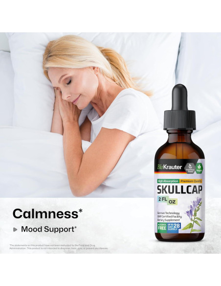 Tintura de Skullcap Bio Krauter 59 ml - Vegana y Sin Alcohol