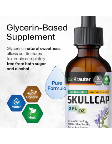 Tintura de Skullcap Bio Krauter 59 ml - Vegana y Sin Alcohol