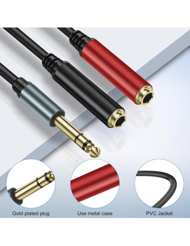 Cable divisor estéreo TRS 1/4" Y 2 hembra 2M Yingtuyou