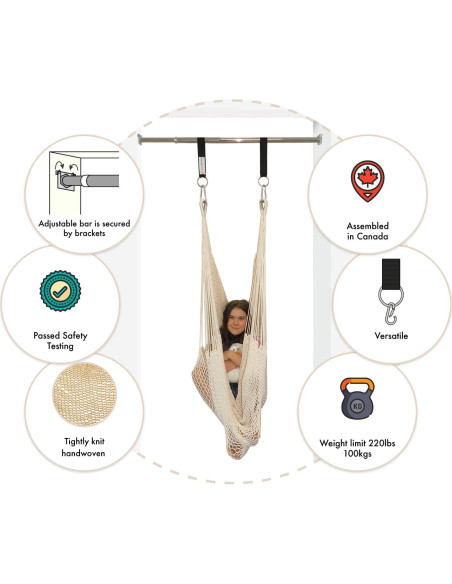 Hamaca de Puerta DreamGYM - Silla Sensorial Marfil Suave