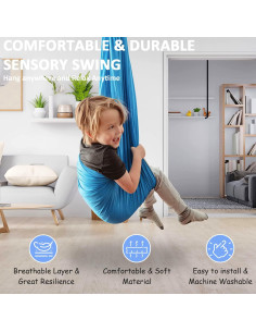 Columpio Sensorial Terapéutico ZWWADR 2.79m Azul Claro 2