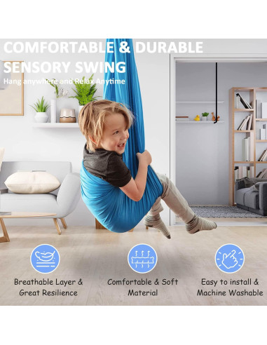 Columpio Sensorial Terapéutico ZWWADR 2.79m Azul Claro