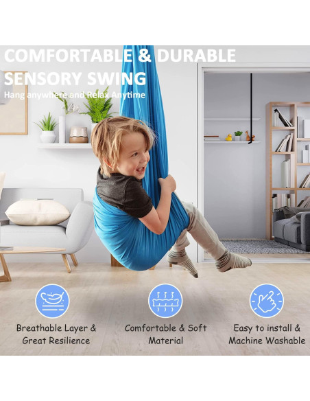 Columpio Sensorial Terapéutico ZWWADR 2.79m Azul Claro