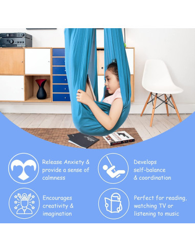 Columpio Sensorial Terapéutico ZWWADR 2.79m Azul Claro