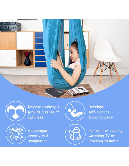 Columpio Sensorial Terapéutico ZWWADR 2.79m Azul Claro