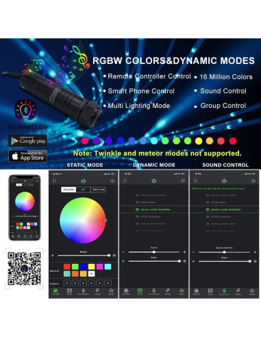 Kit de luces de cortina de fibra óptica RGBW AMKI 6W 2m