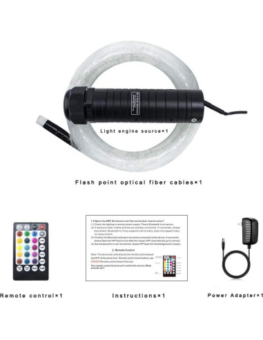 Kit de luces de cortina de fibra óptica RGBW AMKI 6W 2m