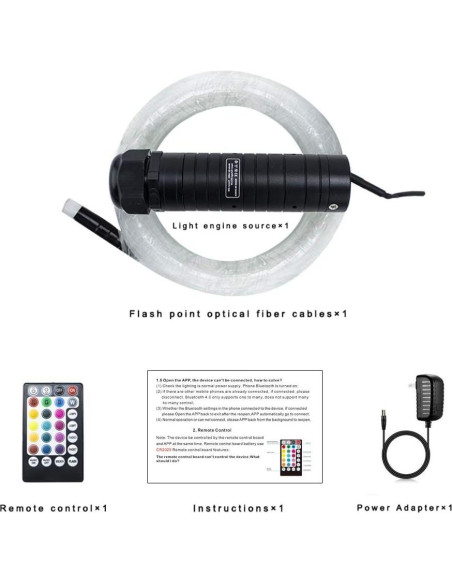 Kit de luces de cortina de fibra óptica RGBW AMKI 6W 2m