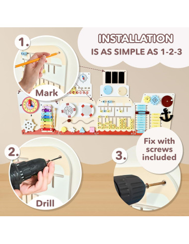 Panel Sensorial de Pared Cateam 16en1 para Niños 3-12 Años