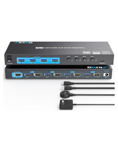 Conmutador KVM HDMI 4K ANXQQ 4 Computadoras 1 Monitor USB 3.0