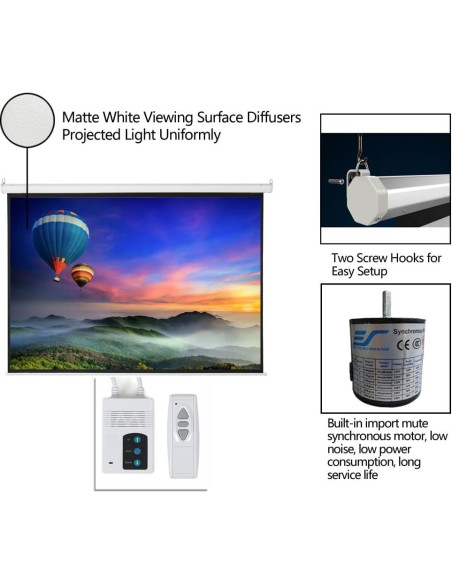 Pantalla de Proyector Motorizada Imseigo 100" 4:3 Control Remoto