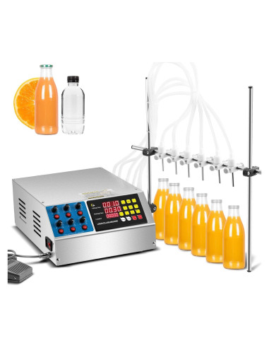 Llenadora Automática de Líquidos 6 Cabezas 2-135 Oz Control Digital