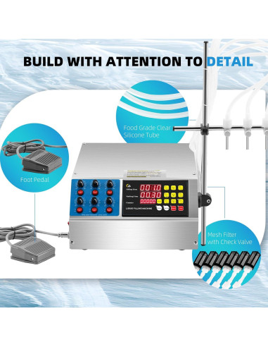 Llenadora Automática de Líquidos 6 Cabezas 2-135 Oz Control Digital