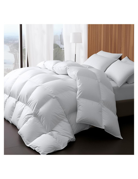 Edredón de Plumas de Ganso Wellos Queen 850+ Relleno 100% Algodón