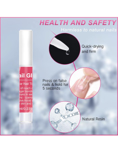 Kit de Uñas Falsas Transparentes Krofaue 100 Pcs con Pegamento 2