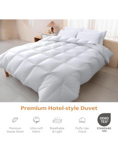 Edredón de Plumas de Ganso Wellos Queen 850+ Relleno 100% Algodón 2