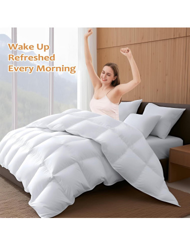 Edredón de Plumas de Ganso Wellos Queen 850+ Relleno 100% Algodón