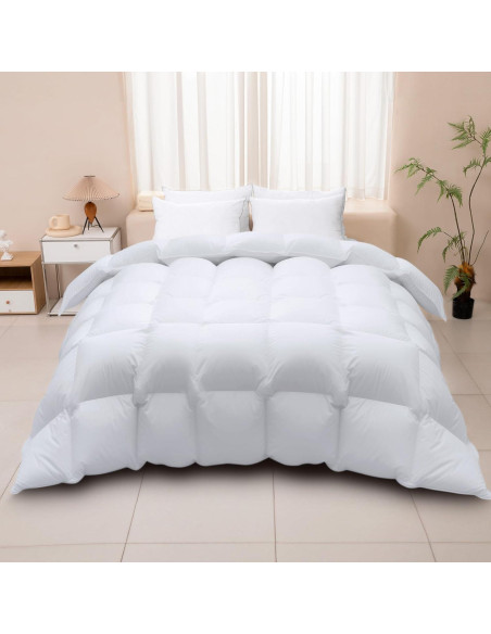 Edredón de Plumas de Ganso Wellos Queen 850+ Relleno 100% Algodón