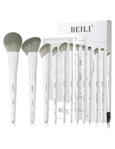 Conjunto de Brochas de Maquillaje BEILI 12 Veganas Rosa