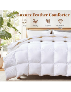 Edredón Queen Cosybay de Plumas y Algodón 100% Blanco 2