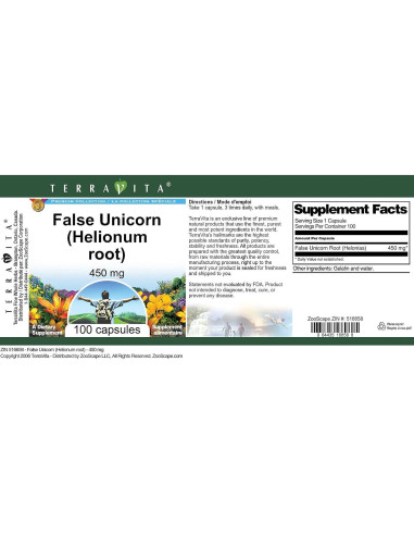 Cápsulas de Unicornio Falso TerraVita 450 mg - 100 Unidades