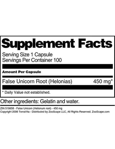Cápsulas de Unicornio Falso TerraVita 450 mg - 100 Unidades