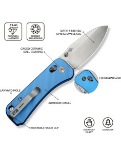 Cuchillo de bolsillo WeKnife Banter 2 azul EDC 73mm acero S35VN 2
