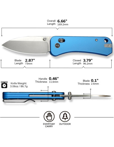 Cuchillo de bolsillo WeKnife Banter 2 azul EDC 73mm acero S35VN
