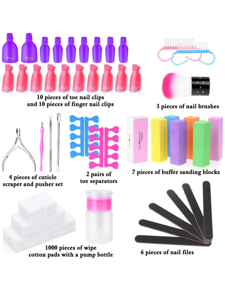 Kit Removedor de Esmalte en Gel Anezus 1045pcs con Clips y Herramientas