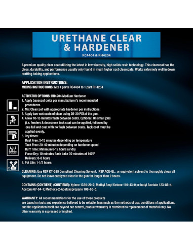 Kit de pintura automotriz Restoration Shop 2K Clear Coat 1.25L