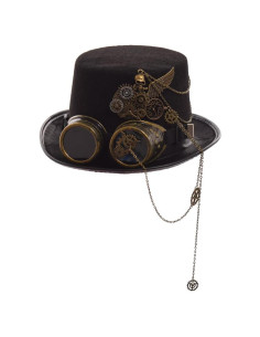 Sombrero de Copa Steampunk GRACEART con Gafas Removibles