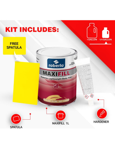 Roberlo Maxifill Relleno de Carrocería Ligero 1L + Endurecedor