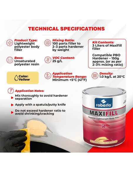 Roberlo Maxifill Relleno de Carrocería 3L + Endurecedor