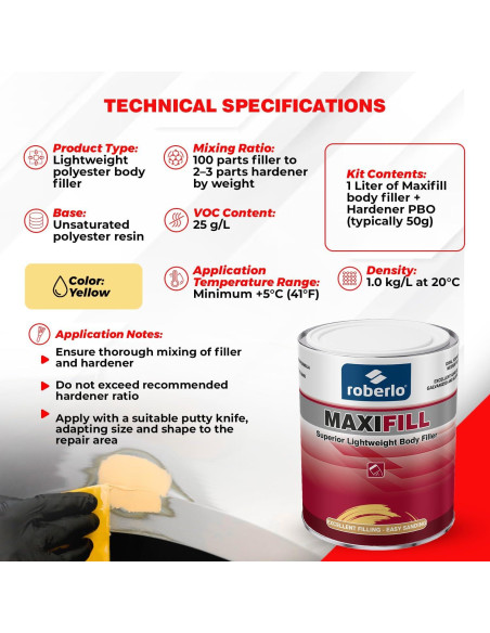 Roberlo Maxifill Relleno de Carrocería Ligero 1L + Endurecedor