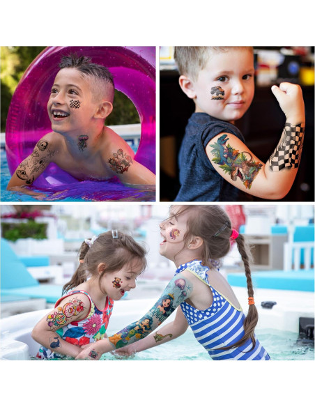 52 Tatuajes Temporales para Niños Gabizafia - Sirena, Dinosaurio 52 Tatuajes Temporales para Niños Gabizafia - Sirena, Dinosaurio