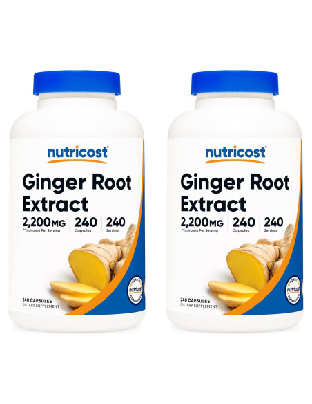 Extracto de raíz de jengibre Nutricost 550mg 240 cápsulas