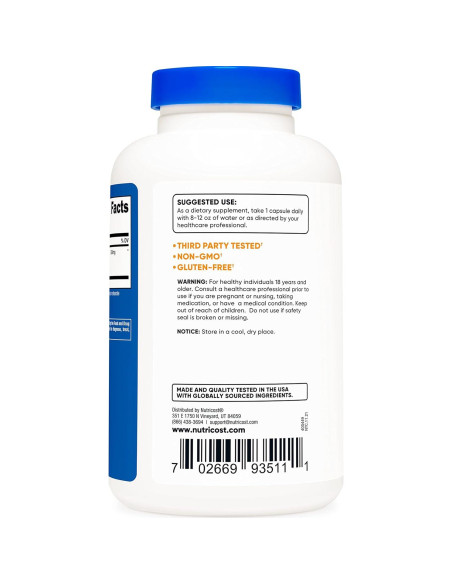 Extracto de raíz de jengibre Nutricost 550mg 240 cápsulas