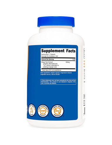Extracto de raíz de jengibre Nutricost 550mg 240 cápsulas