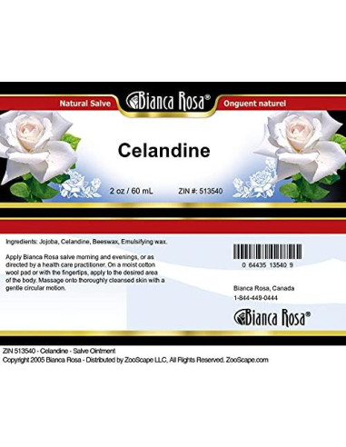 Ungüento Salve Celandina Bianca Rosa 56.7 g Sin Rellenos