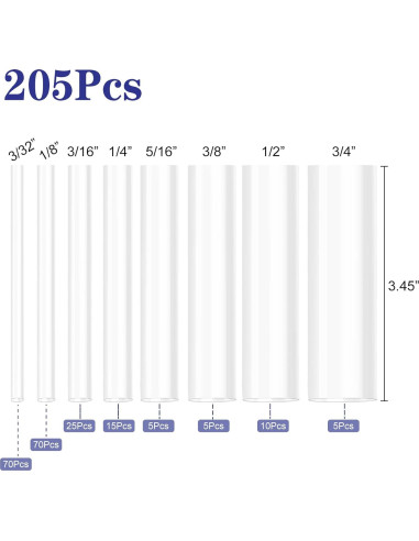 Kit de Tubos Termocontraíbles XHF 205 Pcs 3:1 Claro 3.5 cm