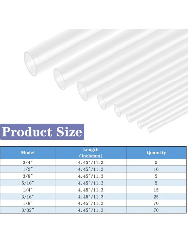 Kit de Tubos Termocontraíbles XHF 205 Pcs 3:1 Claro 3.5 cm