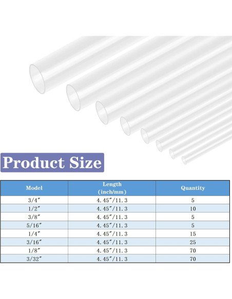 Kit de Tubos Termocontraíbles XHF 205 Pcs 3:1 Claro 3.5 cm