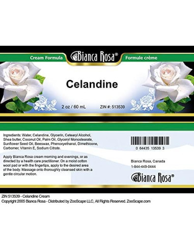 Crema de Celandina Bianca Rosa 56.7 g Sin Rellenos